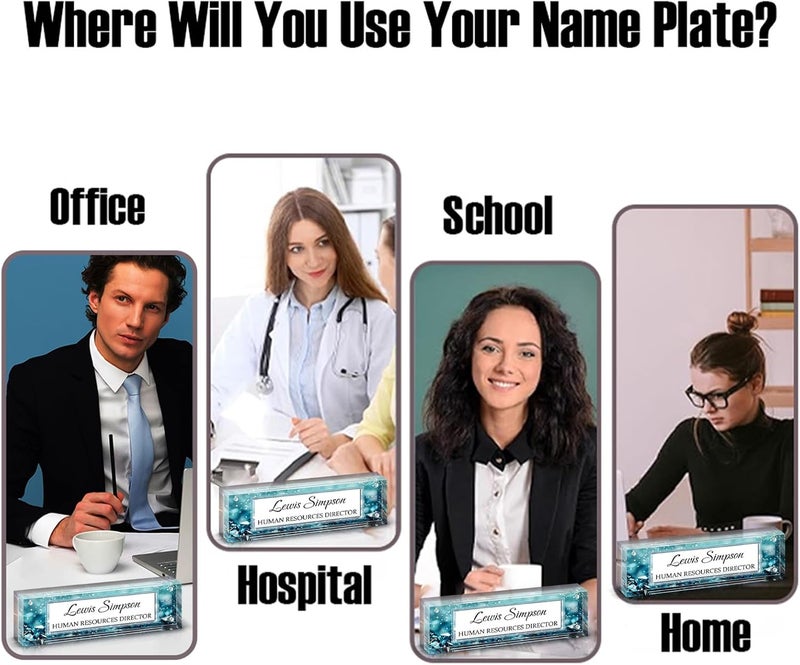 HETOOSHI Name Plate for Desk, Desk Double sided pattern Name Plate Personalized Office Desk Decor for Women and Men, Employee Appreciation Gifts Office Gifts for Boss, Manager, Teacher, Nurse (Two colors--2) - Image 2